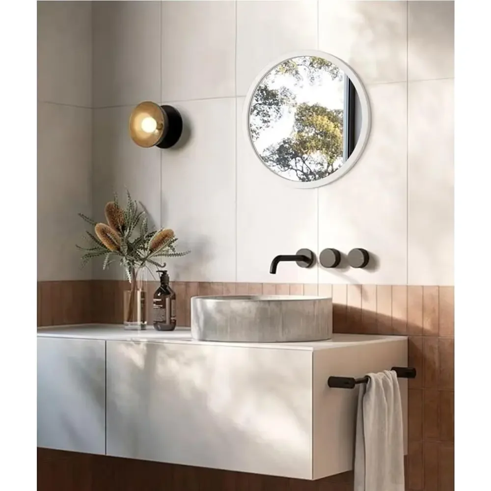 Round Wall Mirror 20 Inch Circle Wall Mirror for Bathroom, White Wood by JJUUYOU